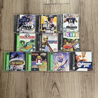 Лот товаров из 10 непроверенных игр для PS1 Spyro Tony Hawk Madden Knockout Kings NHL MLB - Изображение 1 из 4