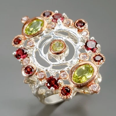 Joyería Anillo Peridoto Natural Plata de Ley 925 Talla 8.5/R438900 Foto 1 de 4