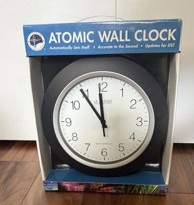 WT-3102B La Crosse Technology 10" Atomic Wall Clock - Black NIB - Image 1 of 4