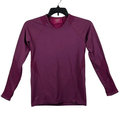 Athleta Mesh Long Sleeve Fitted Athletic Top Womens Size Medium Maroon - Image 1 of 4