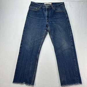 Levis 505 Jeans Herren 34x32 Blau Regular Fit Medium Wash ausgefranster Saum Denim Hose - Bild 1 von 11