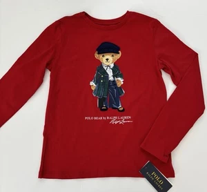 NWT, Girls Ralph Lauren Red Long Sleeved Polo Bear Tee. XL (16). European 160 - Picture 1 of 1