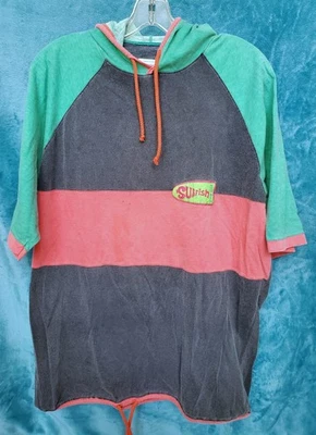 80s UCB United Colors Of Benetton Large T-shirt Hoodie Surfish Black Green Red - Image 1 of 4