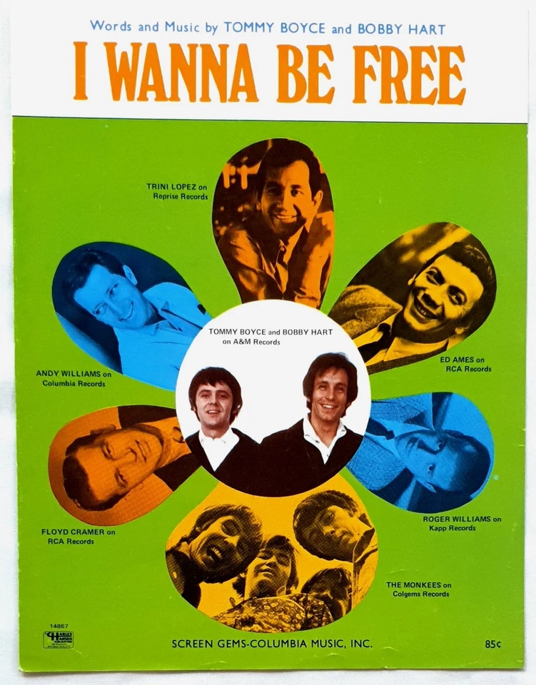 Tommy Boyce And Bobby Hart - I Wanna Be Free - 1969 USA Sheet Music Edition - Image 1 of 1