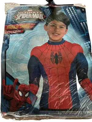 Marvel Ultimate Spider Man Muscle Shirt Boys One Size 6+ Superhero Costume - Image 1 of 4