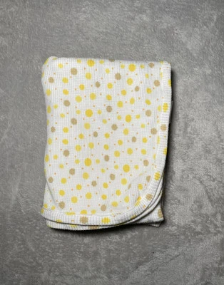 Babies R Us 考拉婴儿毯黄色棕色圆点柔软白色热华夫饼 — 第 1/4 张图片