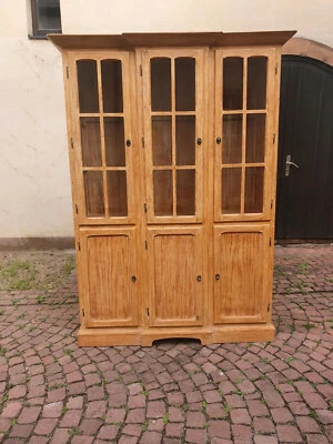Vitrine Glasschrank Schrank Massivholzmöbel Wohnzimmerschrank Antik frei Haus - Bild 1 von 4