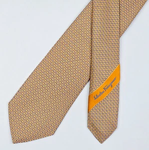 Corbata Salvatore Ferragamo Corbata Seda Logo Gancini Tejido Naranja - Imagen 1 de 6