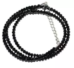 18"inch Necklace Natural Black Spinel Gemstone Rondelle Faceted 4mm Beads - Picture 1 of 5