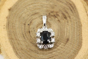 0,15 ct. Diamant Anhänger 585 Gold Saphir 1 ct Länge 18,3 mm Lady Diana 14 Karat - Bild 1 von 8