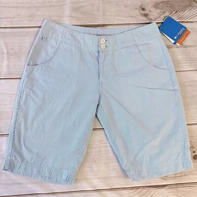Bermudas Columbia PFG Azul Claro Rayas Omni Tono con Bolsillos 30UPF Foto 1 de 4