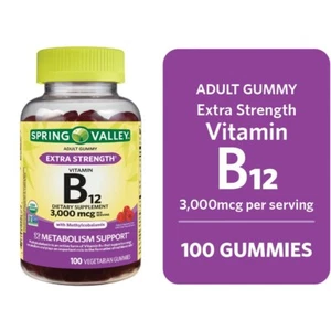 Spring Valley Extra Strength Vitamin B12 Vegetarian 100  Gummies 3000mcg - Picture 1 of 4