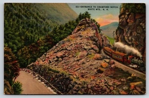 Entrada al tren postal de lino de colección Crawford Notch White Mountains N. Hampshire - Imagen 1 de 2