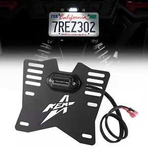 UTV ATV License Plate Holder Led Light Bracket for Polaris Ranger RZR Can-Am X3 - Foto 1 di 8