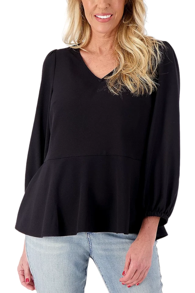 Девочка с изгибами вязаный креп пеплум верхний черный - Изображение 1 из 1