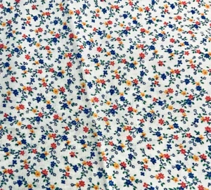 VTG Cranston TINY Ditsy Pink Yellow & Blue Florals on White Cottagecore BTFQ - Picture 1 of 6