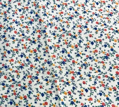 VTG Cranston TINY Ditsy Pink Yellow & Blue Florals on White Cottagecore 22"X13" - Image 1 of 4