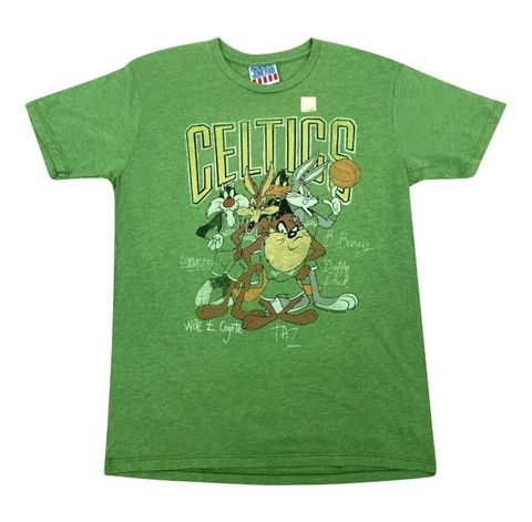 New Junk Food NBA Boston Celtics Green Small Vintage Logo Shirt Looney Tunes Cover