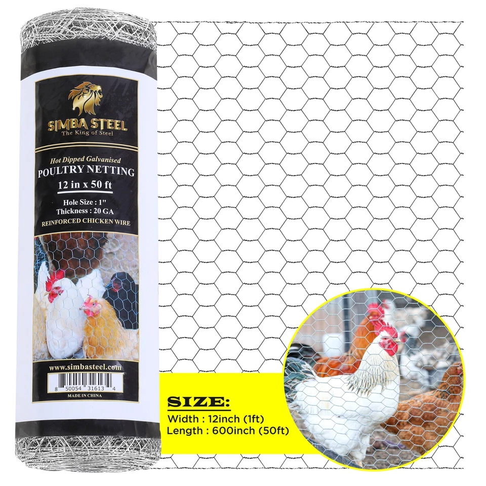 Galvanized Poultry Net - Fencing Chicken Wire 1" Hole - Many Sizes Poultry Mesh - Image 1 of 4