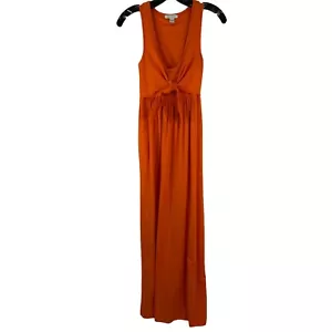Boston Proper Maxi Dress Solid Orange Tie Front BoHo Size XXS 2XS - Picture 1 of 8