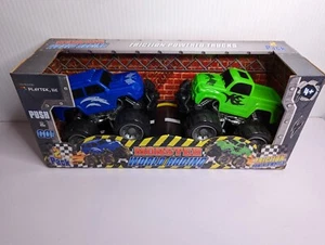 Monster Trucks World Racing Push & Go Friction Powered Blue & Green Playtek NEU - Bild 1 von 2