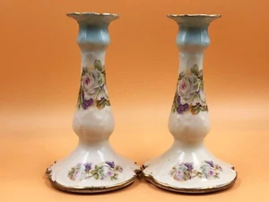 Limoges P & P Paroutaud Freres Porcelain pair of antique candlesticks. c1900. - Picture 1 of 7