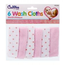 Pack Of 6 Pink Soft Baby Face Wash Cloths Towel Flannel Machine Wash 0 Months +