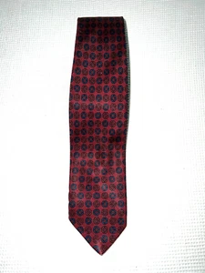 Cravate en soie années 1950 couleur bordeaux et bleu - Picture 1 of 3