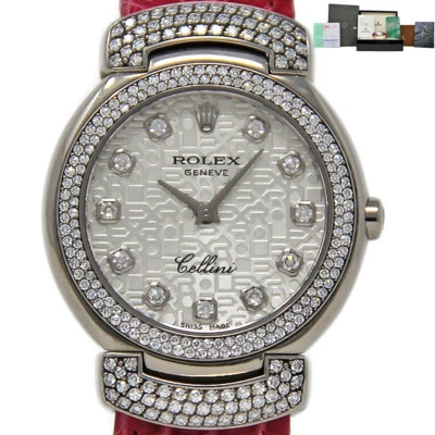 Rolex Cellini 6673/9 WHITE GOLD DIAMOND Leather *FACTORY BOX & WARRANTY* #1924-5 - Image 1 of 4