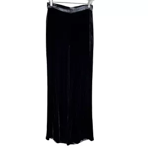 NWT Zara Woman Gunmetal Gray Silk Velvet High Rise Wide Leg Pants, Size Small - Picture 1 of 11