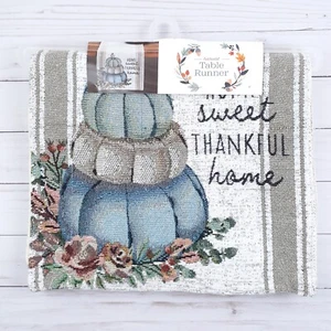 Tapestry Table Runner 13x72 Fall Sweet Home Pumpkin Stack - Picture 1 of 4