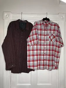 2 Nuevas Sin Etiquetas Camisas Con Botones 1 Manga Corta 1 Manga Larga VanHeusen Ecko Sin Ltd - Imagen 1 de 9