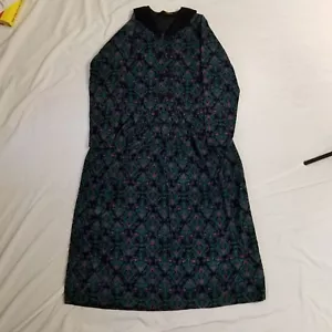 Vintage Eddie Bauer Dress Womens Small Petite Black Corduroy Floral Cottagecore - Picture 1 of 7