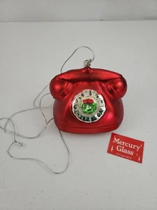 MCM XL HAND BLOWN/PAINTED MERCURY GLASS CHRISTMAS ROTARY PHONE RARE DEPT 56 5X6 - Picture 1 of 12