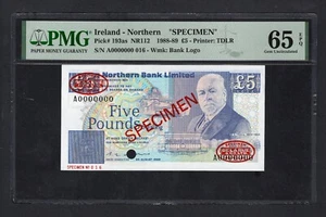 Northern Ireland 5 Pounds 24-08-1988 P193as Specimen Uncirculated Grade 65 - Picture 1 of 2
