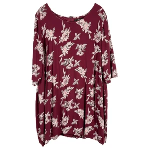 Ellos Plus Size 22 Dress Shift Maroon Floral Shift Mini Lined Back Zip 1514 - Picture 1 of 8