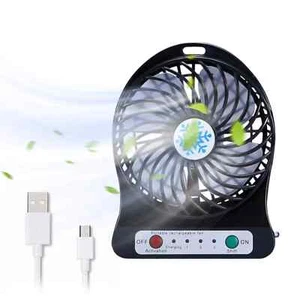 Portable Rechargeable LED Fan air Cooler Mini Operated Desk USB with LED Light - Picture 1 of 6
