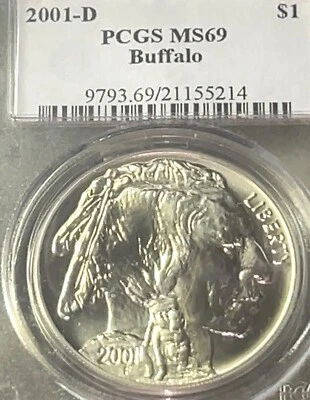 2001-D US Mint Buffalo Commemorative Silver $1 PCGS MS69 w Free Prompt Shipping - Image 1 of 4
