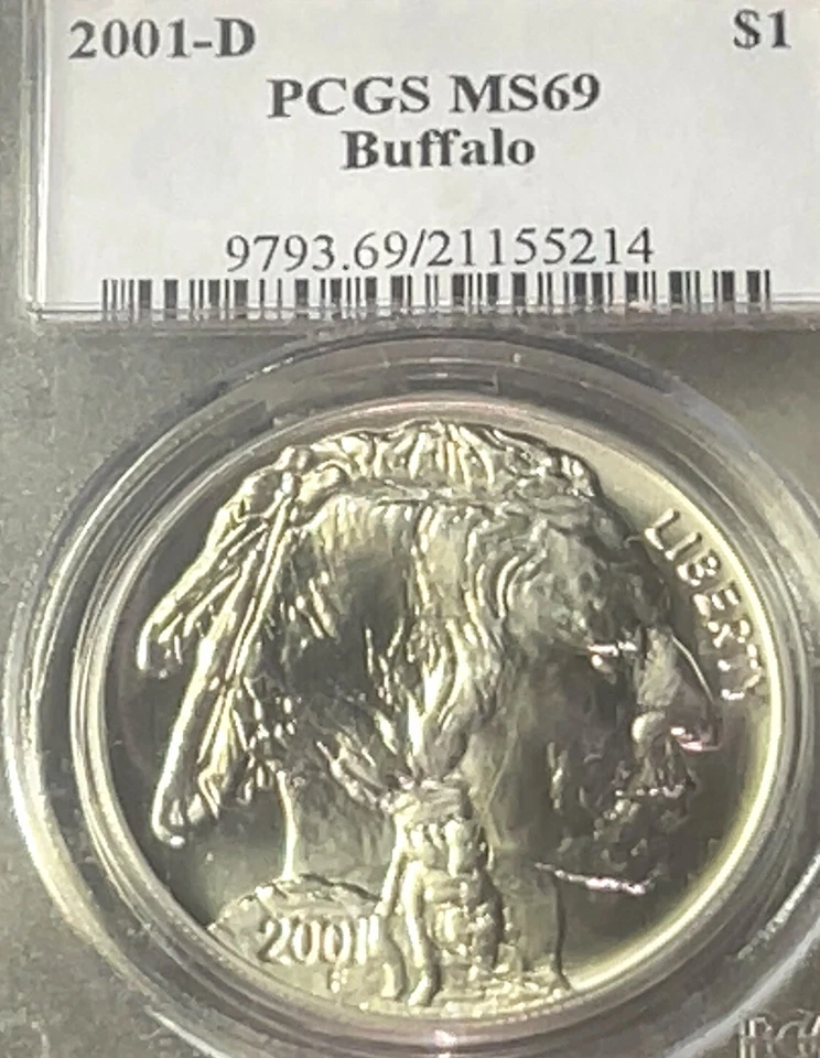 2001-D US Mint Buffalo Commemorative Silver $1 PCGS MS69 w Free Prompt Shipping - Image 1 of 4