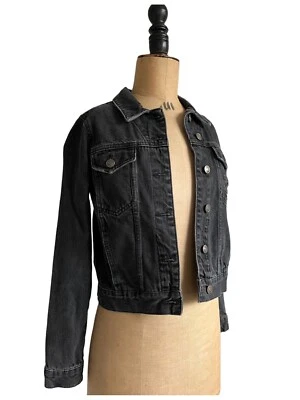 Chaqueta de mezclilla negra envejecida Topshop MOTO para mujer talla 6  Foto 1 de 4