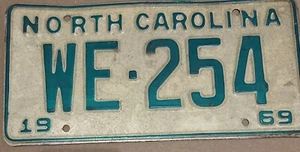 1969 NORTH CAROLINA NC LICENSE PLATE TAG, WE-254, ALL ORIGINAL VINTAGE, NICE - Picture 1 of 2