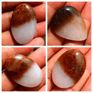 4 Pcs Natural Cacoxenite Rutilated Quartz 32mm-39mm Cabochon Loose Gemstones Lot - Picture 1 of 17