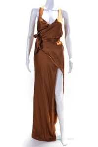 Vestido envolvente Michelle Mason para mujer de seda sin mangas latón marrón 0 - Imagen 1 de 4