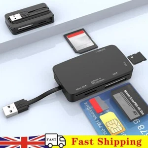 6 in 1 USB 2.0 SD Card Reader Adapter Convenient for Smart Card TF MS M2 SD/MMC - Afbeelding 1 van 10