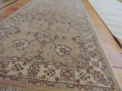 3x11 Lovely Peshawar Runner Oriental Area Rug beige burgundy Pakistani - Image 1 of 4