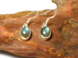 Pendientes ovalados de piedras preciosas de plata esterlina 925 - Imagen 1 de 6