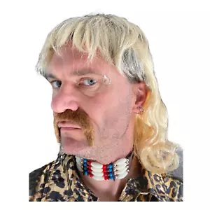 Blond Mullet Wig & Brown Moustache Costume Accessory Joe Exotic Tiger TV Baskin - Picture 1 of 8