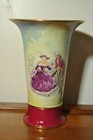 Vase cornet porcelaine Limoges France 20 siècle scéne galante gout 18 siècle