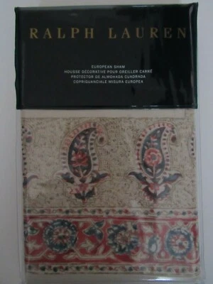 Ralph Lauren Islesboro Fernhill Euro Sham 100% algodão novo com etiquetas  - Imagem 1 de 4