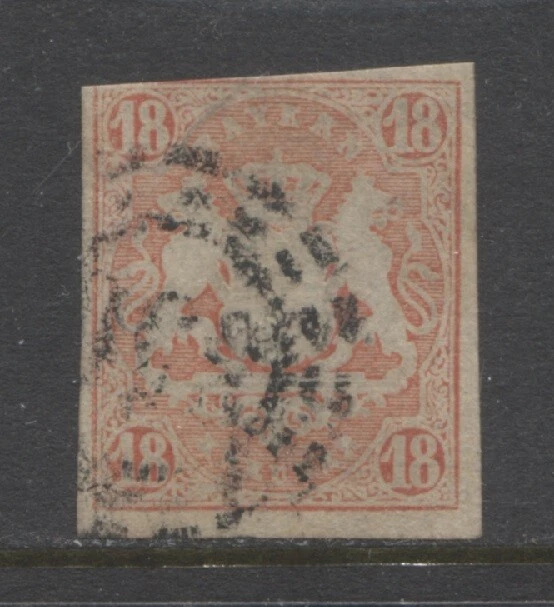 Germany states 1867 BAVARIA  18 Kreuzer Cote of Arms issue used  $ 258.00 - Image 1 of 1